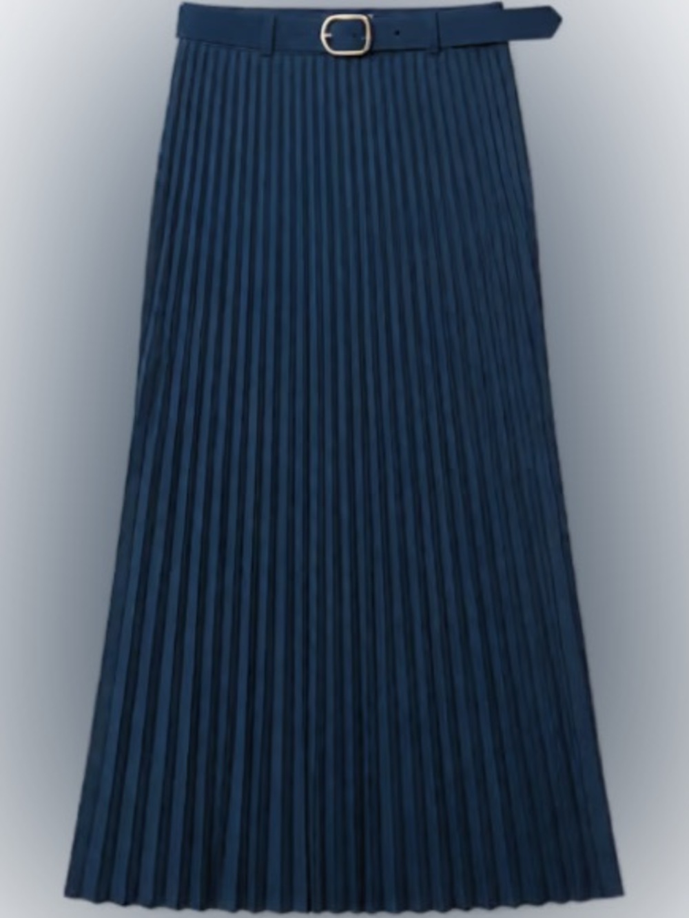 NWT Ann Taylor Pleated Belted Midi Skirt | Navy Teal | Size 16